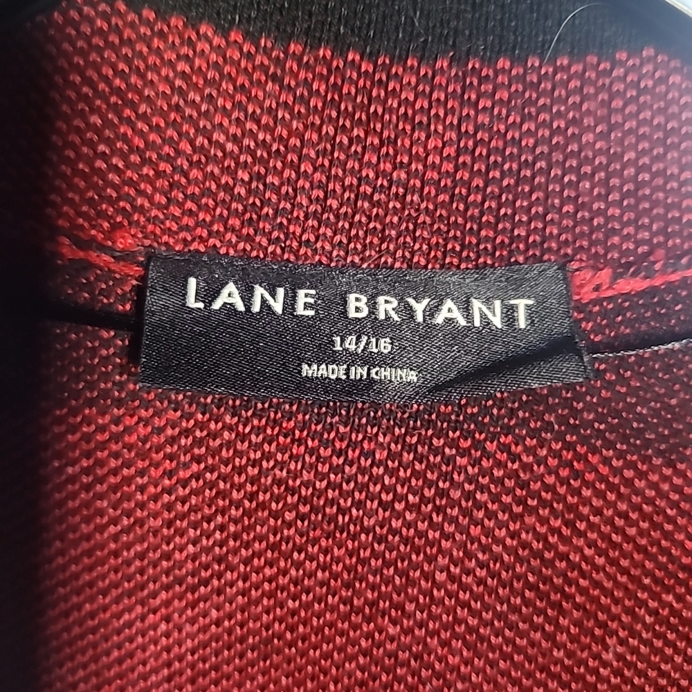 Lane Bryant Red and Black Knit Coatigan - Picture 2 of 5